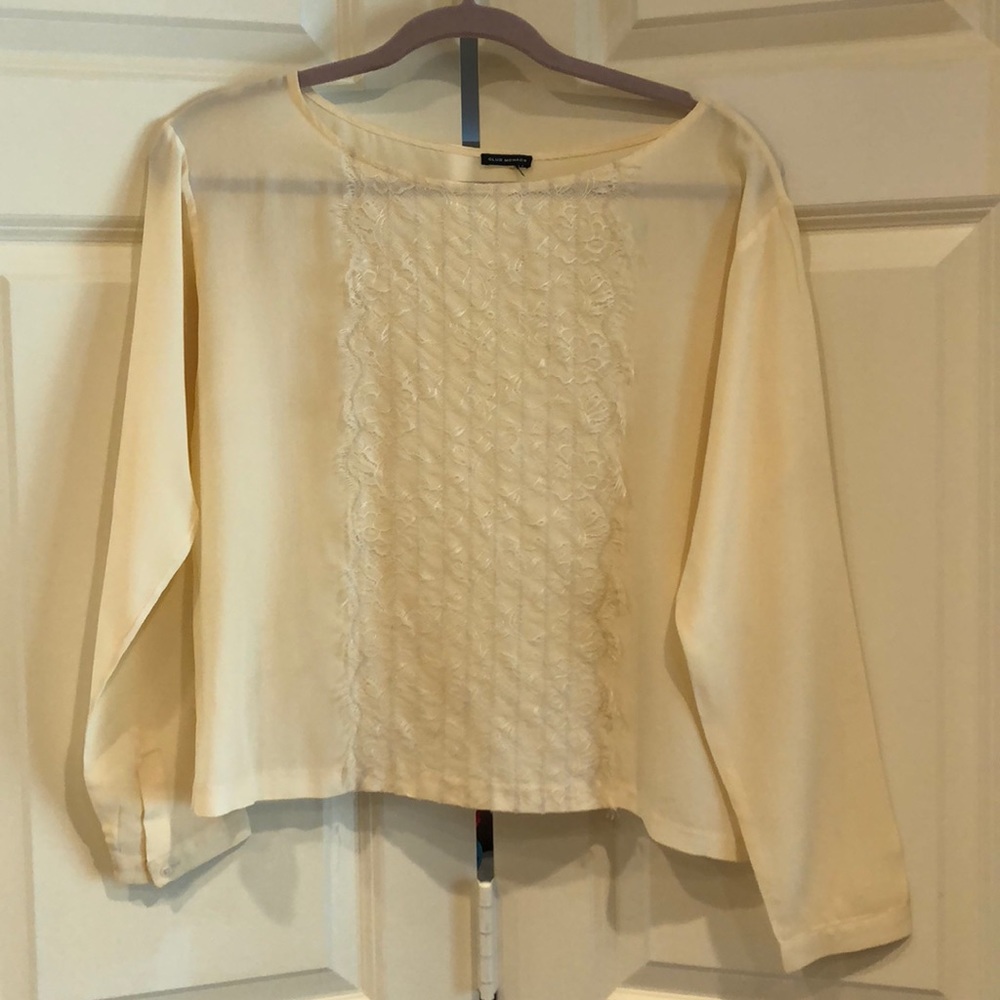 Club Monaco cream lace and silk blouse